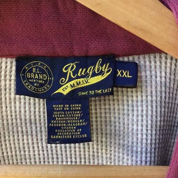 RL Rugby Cardigan Reversible Varsity Letterman Cotton‎ Sweatshirt Jacket - Picture 3 of 15